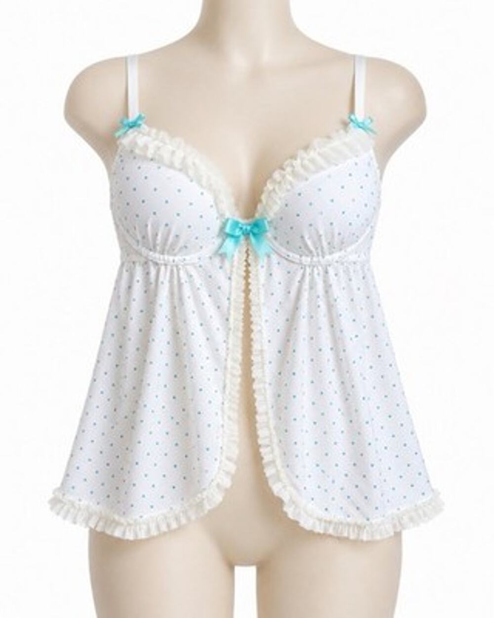 Victoria’s Secret Sexy Little Things Y2K 2006 White Blue Glitter Dot Babydoll